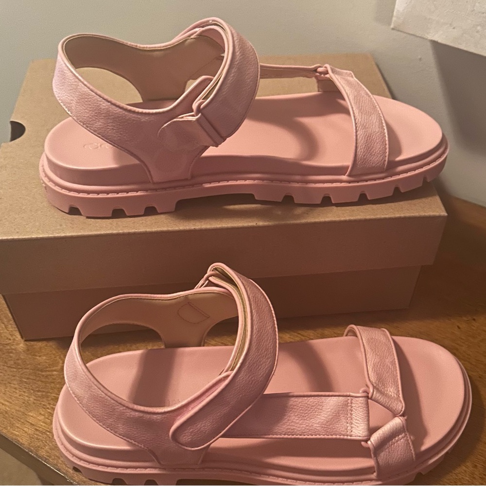NEW- Coach Pink Leather Velcro Sport Sandal - Picture 3 of 10